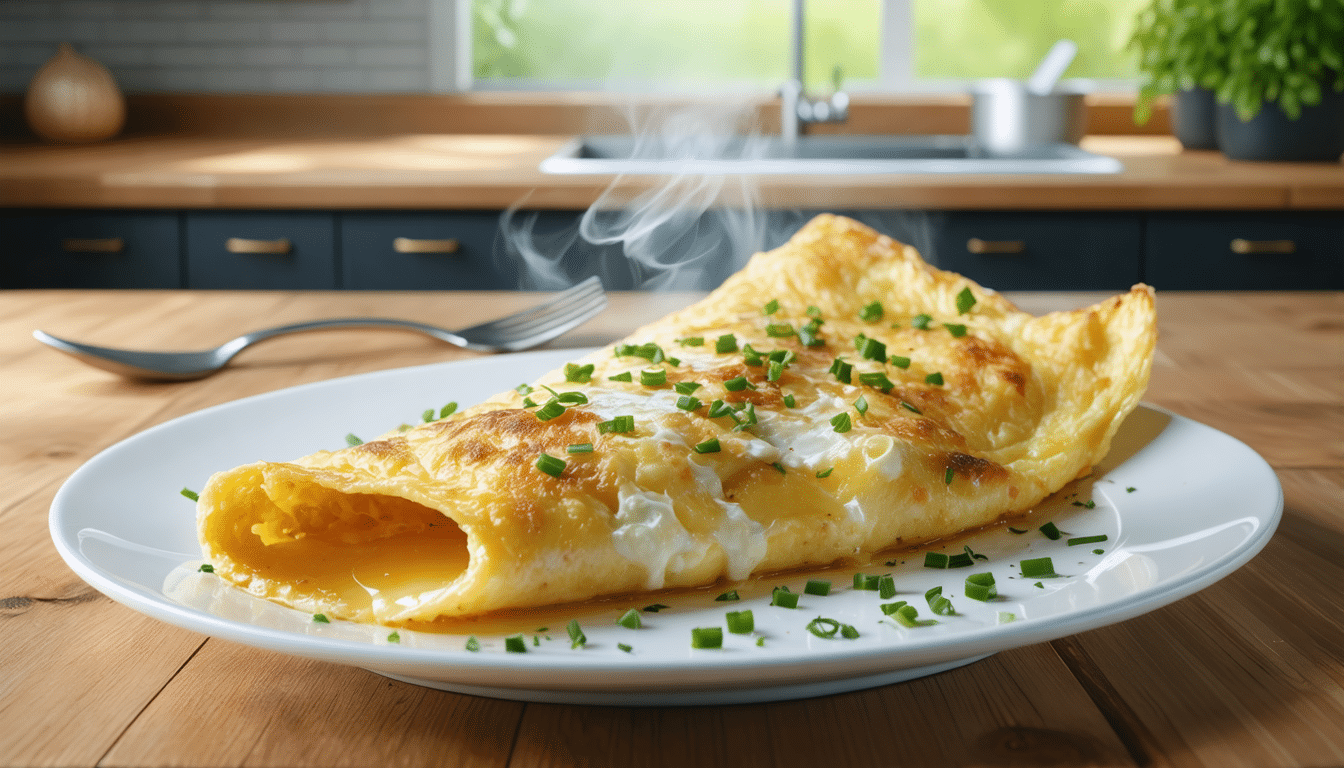 découvrez cette omelette soufflée légère et moelleuse, prête en seulement 5 minutes, qui fera fondre tous vos invités à chaque bouchée.