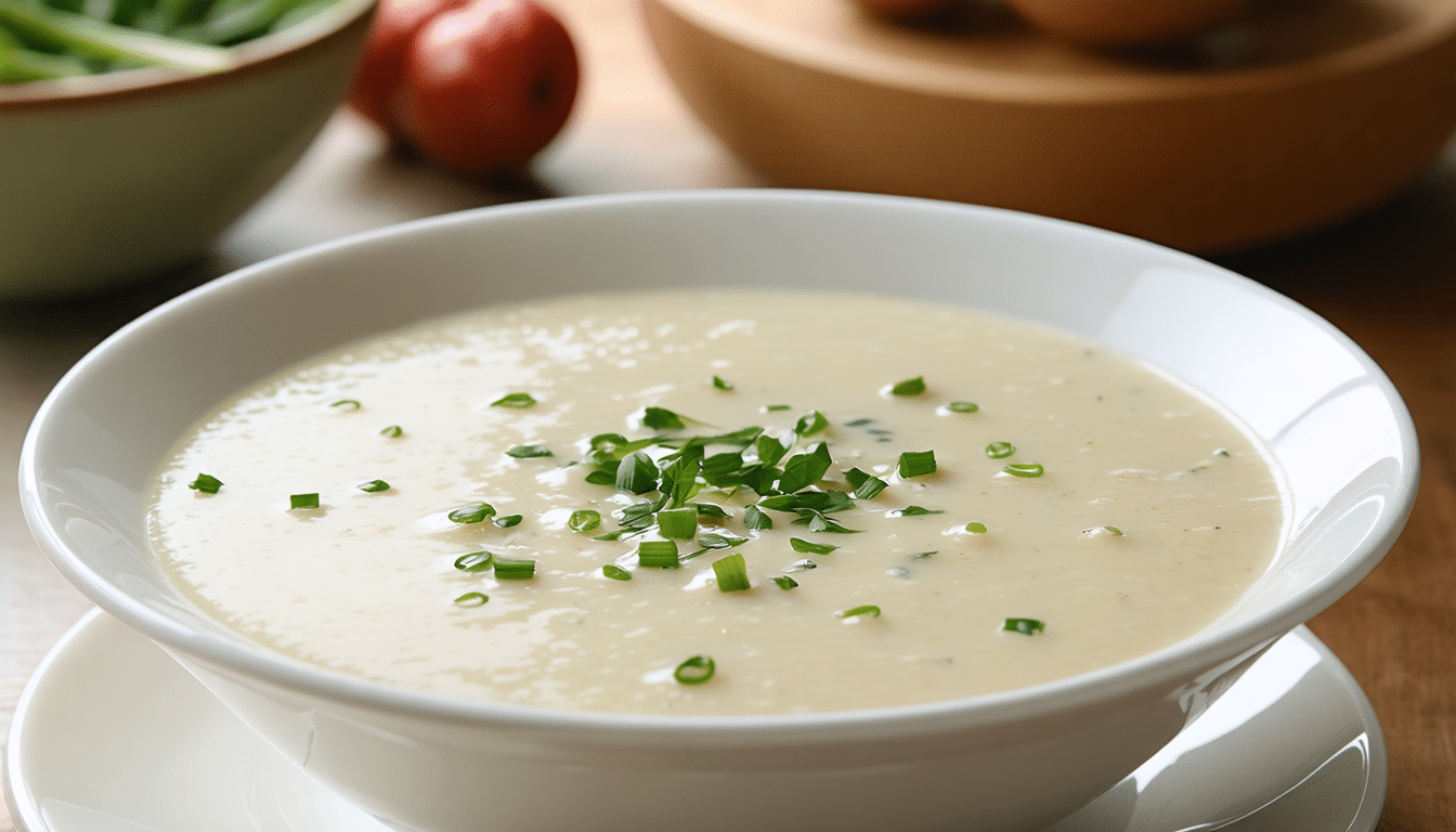 découvrez mon velouté blanc préféré, une soupe fondante riche en saveurs et bénéfique pour la santé, parfaite pour réchauffer vos repas avec gourmandise.